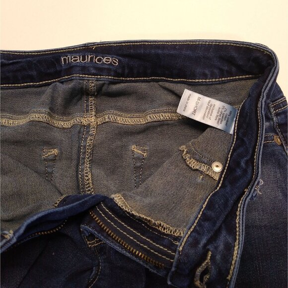 Maurices Distressed Skinny Jean M-Short Blue Denim Ripped Details Cotton Spandex - Picture 5 of 9